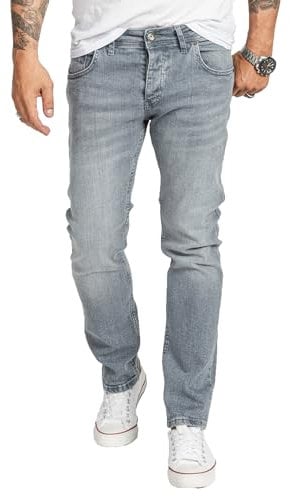 Rock Creek Herren Jeans Regular Fit Stretch Jeans Männerhose Herrenjeans Denim Hosen Herrenhose Straight Cut Stonewashed RC-2412 Hellgrau W42 L32