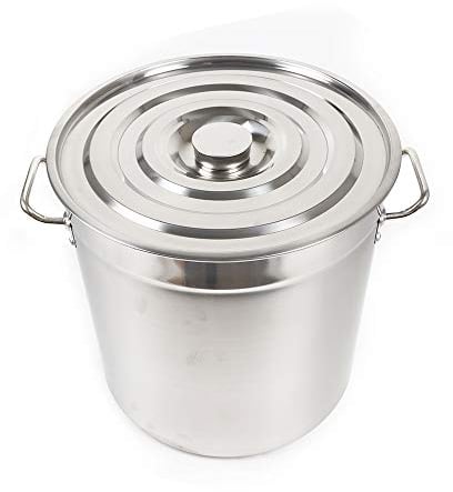 Begoniape - Olla grande de acero inoxidable de 35 L, 35 L, bandeja grande con fondo grueso, tapa ranurada antideslizante, 35 cm x 36 cm, cacerola grande, pulido fino