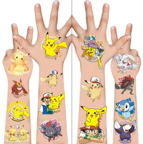 Cartoon Tattoo Kinder, 8 Blätter Temporäre Tattoos Kinder für Mädchen Jungen Geburtstagsgeschenke Kindergeburtstag Mitgebsel Party