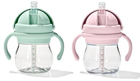OXO Tot Transitions Straw Cup with Handles 6 oz. - Opal and Blossom - 2 Pack