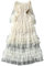 Inzegao Women Ruffle Mesh Maxi Dress Stretchy Waist Off Shoulder Sheer Long Sleeve Tulle Wedding Party Dresses, Beige, One size