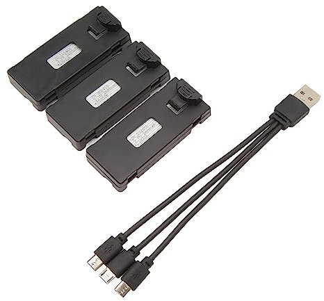 3 Stück 3,7V 1800MAh 2600MAh RC Drone Lithium Battery für S6 G6 mit 3 in 1 Ladekabel, Leicht Tragbar RC-Drohnen-Akku für E88 E88Pro LSE525 E925Pro (2600 mAh)