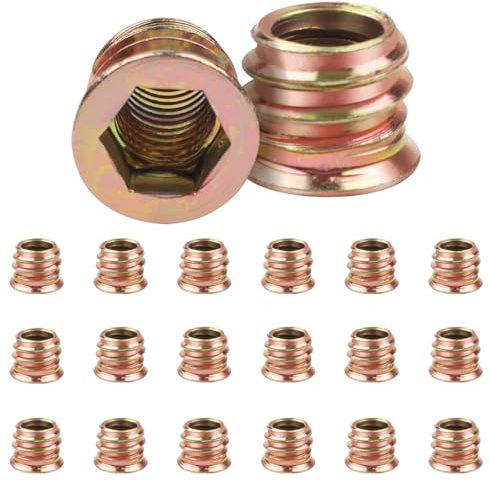 20 Stück Einschraubmutter M6x10mm, Jeboler Gewindeeinsätze Einpressmuttern Gewindehülsen Einschraubhülse, Gewindeeinsatz Holz Einschraubhülse Hülsenmutter, Zink Einschraubmuffen für Holzmöbel
