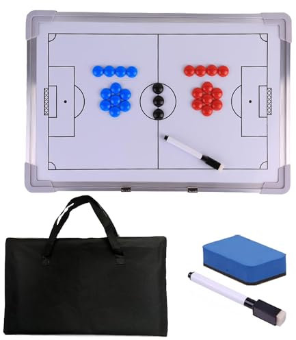 Hanlintk Taktiktafel für Fußballtrainer, tragbares Fußball-Magnettaktik-Strategietafel-Set, inklusive Whiteboard-Marker, Radiergummi, magnetischen Markierungsmünzen und Aufbewahrungstasche