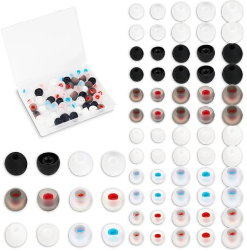 72 Stück Ersatz Silikon Ohrstöpsel,Silikon Ear Buds Set,Weiß Ohrhörer Ersatzstöpsel,Aufsatz In-Ear Gummi Ohrpolster,rutschfeste Ersatzpolster Ohrpolster,mit den meisten Kopfhörer,6 Farben