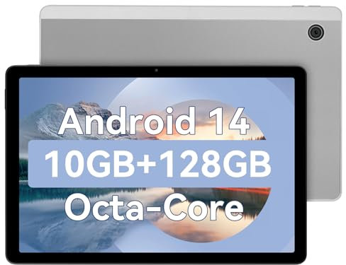 Tablet Android14 11 pollici 10 GB di RAM e 128 GB di ROM (TF 1TB espandibile) Processore octa-core 5MP+8MP Doppi altoparlanti Widevine L1+WiFi 6+Bluetooth 5.3 1280*800 HD Batteria 6800mAh (Grigio)