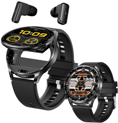 Watch Buds, Smartwatch and Headphones 2-in-1, Noise Cancellation, 1.39 Inch Round Display, Fitness Tracker with Blood Pressue Heart Rate Sleep Monitor Calories, for iOS Android Phone (Black)