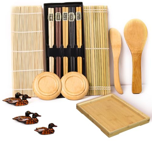 Sushi Maker Starter Making Kit for Beginners Set to Make Yourself Tableware, Includes Sushi Rolling Mat Plate and Necessary Utensils for Easy Preparation of Delicious