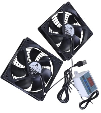 NVOQILIN Ventilateurs de refroidissement USB de 120 mm avec contrôle de température réglable pour armoires et systèmes home cinéma ventilateur thermostat réglable