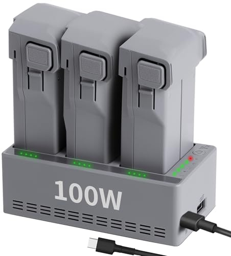 LYONGTECH 100W Fast Akku Ladegerät für DJI Mini 5 4 3 Pro | Zwei-Wege-Ladestation,Charger Hub,Charging 3 Batteries,Drohne AkkuLadestation Zubehör