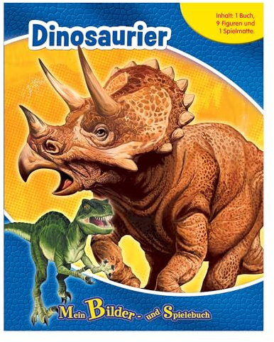 Dinosaurier Mein Bilder- und Spielebuch - Spiel- und Beschäftigungsbuch, 10-seitiges Buch, 9 Spielfiguren, 1 Spielmatte