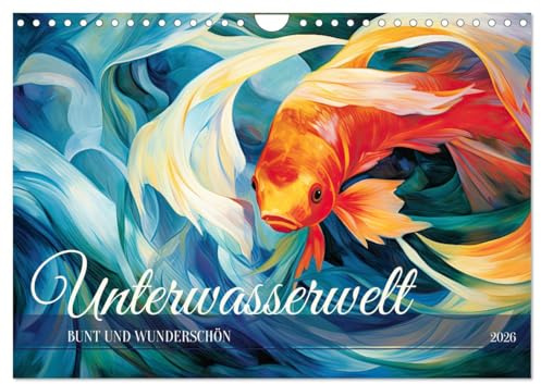 Unterwasserwelt, bunt und wunderschön (Wandkalender 2026 DIN A4 quer), CALVENDO Monatskalender: Farbenfrohe epressionistische Malerei (CALVENDO Kunst)