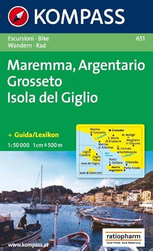 Kompass Karten, Maremma, Argentario, Grosseto, Isola del Giglio: Wanderkarte mit Kurzführer und Radrouten. 1:50000. Dt. /Ital. (KOMPASS Wanderkarte, Band 651)