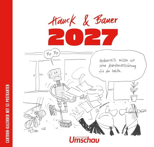 Hauck & Bauer Postkartenkalender 2027: Cartoons zum Aufstellen und Verschicken