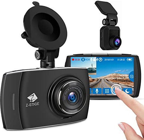Z-Edge Dual Dashcam 2K 1440P Frontkamera Full HD 1080P Heckkamera, Touchscreen 4,0 Zoll Display, Loop-Aufnahme, WDR, G-Sensor, Parküberwachung, 32GB Speicherkarte Enthalten