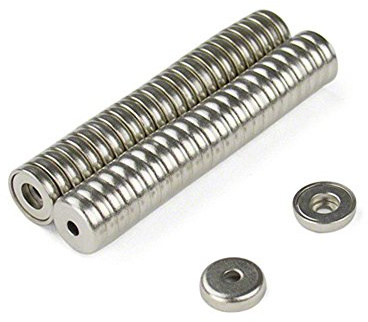 N42 Neodymium Stainless Steel Pot Magnet for Arts, Crafts, Model Making, DIY, Hobbies, Office, and Home - 14mm dia x 3.5mm thick x 3.5mm c/bore - 5.2kg Pull - Pack of 50