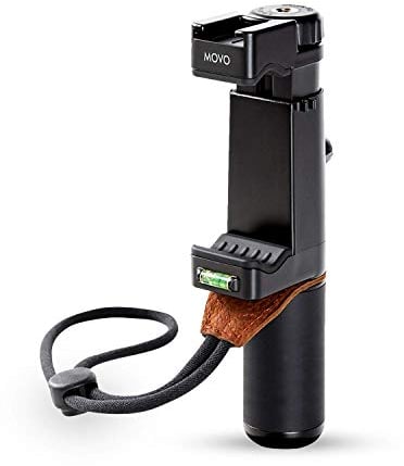Movo PR-1 Smartphone-Griff-Rig mit Handgelenkschlaufe, Stativhalterung und Kaltschuh-Halterung für Lichter und Mikrofone – für iPhone, Samsung, HTC, LG, Google, Android