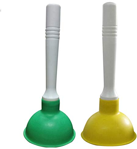 Coralpearl Pömpel Saugglocke Klein, Abfluss Kolben, WC Stößel Pumpe Sauger Stampfer Reiniger für Bad Toilette, Küche Waschbecken, Dusche Klempner Abflussreiniger Verstopfen Entferner, Grün + Gelb