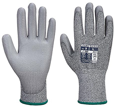 Portwest Vending MR Cut PU Palm Glove, Size: L, Colour: Grey, VA622G7RL