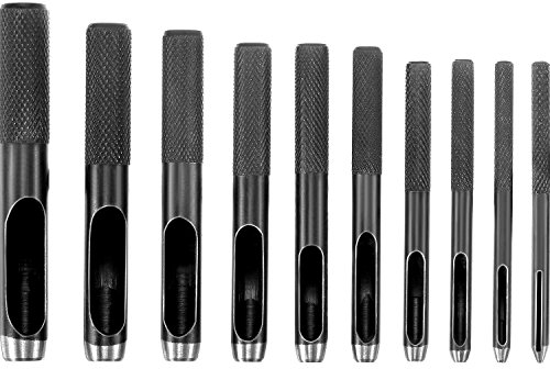 10 Stücke Runde Stahl Hohl Punch Set 1 mm bis 10 mm Leder Handwerk Hohl Locher Werkzeuge für Leder, Uhrenarmband, Dichtung Gürtel, Schuh, Stoff, Leinwand Kleidung, Öse