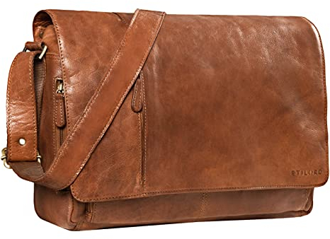 STILORD 'Elias' Echtleder Umhängetasche 15.6 Zoll - der verbesserte Klassiker - Vintage Lifestyle 2.0, Farbe:maraska - braun