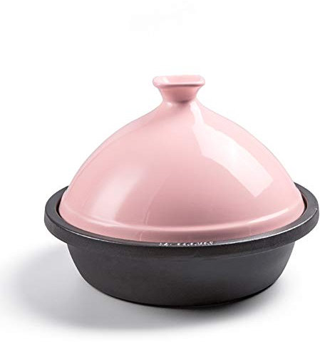 XCXDX Tagine, Traditional Moroccan Tagine, Cast Iron Pot, Ceramic Casserole, Multi-function Stewpot, 30cm For 3-6 People Pink 26cm