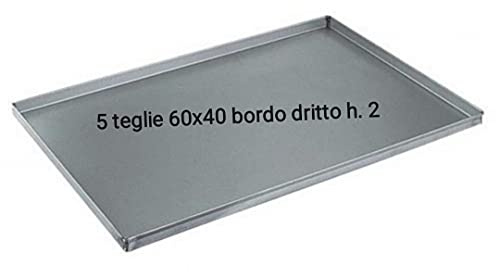 SET 5 PEZZI TEGLIA PROFESSIONALE ALLUMINIO CRUDO 60 X 40 ALTEZZA 2 PARETE DRITTI