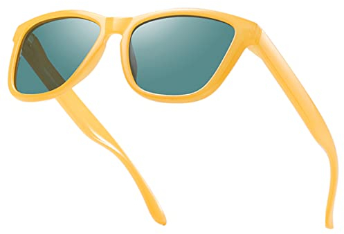 Polarized Sunglasses for Women Men Retro Classic Sunglasses Shades UV400 Protection Yellow Frames/Green Lens