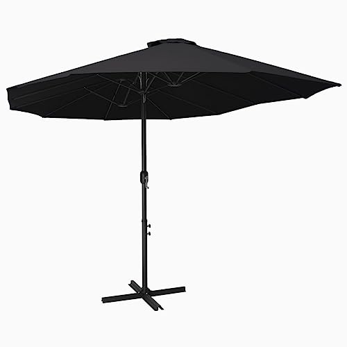 vidaXL Sonnenschirm mit Aluminium-Mast Kurbelsystem Ampelschirm Gartenschirm Marktschirm Strandschirm Schirm Terrasse 460x270cm Schwarz