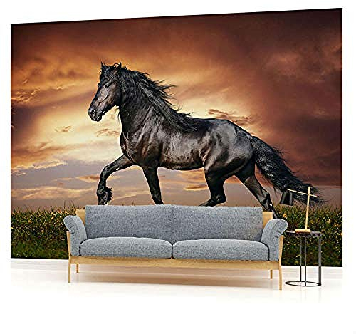 Schöne dunkle Pferde Tapete Tier Foto Tapete 3D Wandbild wasserdichte Kunst Junge Kind Mädchen Schlafzimmer Bar Raum Tapete wandpapier fototapete 3d effekt tapeten Wohnzimmer Schlafzimmer-200cm×140cm