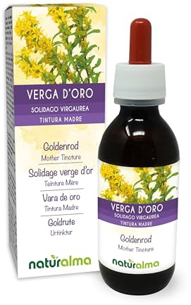 Goldrute (Solidago virgaurea) Kraut mit Blüten Alkoholfreier Urtinktur Naturalma - Flüssig-Extrakt Tropfen 120 ml - Nahrungsergänzungsmittel - Veganer