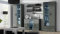 Wohnwand SOHO 10 mit Blauer LED Beleuchtung, Anbauwand, Wohnzimmerschrank, Schrankwand, Vitrine, Lowboard, Hängeregal (Grau/Grau Hochglanz)