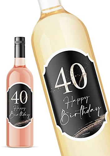 JoliCoon 40. Geburtstag Flaschenetikett - Perlmuttlack veredelt - 8,5x12cm - Happy Birthday 40