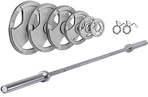Ironman 145kg Olympic Tri-grip Hammertone Weight Set with 86 Olympic Weight Bar