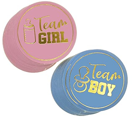 Geschlecht Offenbaren Aufkleber,72 Stücke Gender Reveal Babyaufkleber mit Goldenen Glitzer Buchstaben Babyparty Etiketten für Babyparty Dekorationen