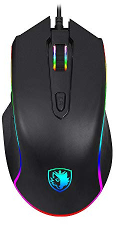 Sades Scythe Gaming-Maus mit Kabel, 4000 dpi, verstellbar, 11 RGB-Hintergrundbeleuchtung, 7 programmierbare Tasten, USB mit Sniper-Taste für Laptop, Gamer, PC, Schwarz