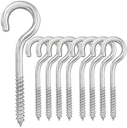 5 inch 8-Pack 304 Stainless Steel Heavy-Duty Screw Eye Hook Eye Bolts, Suitable for Rowing Racks, Hammock, Awning, Hanging Chair, Swing Chair, Fixed Cable, Chain,Hanging Basket (8-Pack)