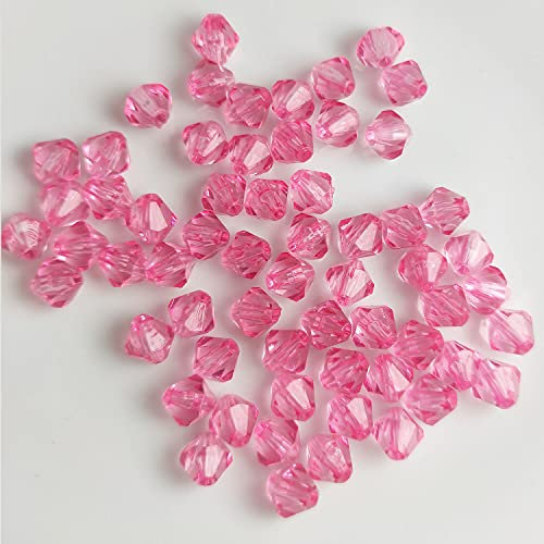 Doppelkegel/Bicone 8 mm 80 Stück - Perlen Kristall Lose Perlen mit Loch 100er Set DIY Basteln mit Loch tschechische Facettiert Beads Schmuck Acryl auffädeln Nieten Steine - Pink 2