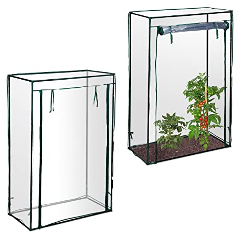 Relaxdays 2X Serra per Pomodori, Giardino, Balcone, Telo Orto Trasparente, HLP 150x100x50 cm, Acciaio & PVC, Trasparente