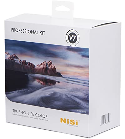 NiSi Professional Kit V7 e Filtri a lastra 100mm, Kit 7 filtri (GND Soft/Medium/Reverse 3 Stop, ND8 3 Stop, ND64 6 Stop, ND1000 10 Stop, ND32000 15 Stop), Holder NiSi V7 con True Color CPL e accessori