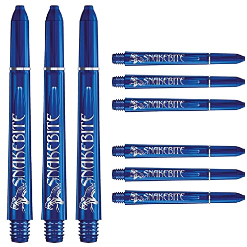 RED DRAGON Peter Wright Snakebite Signature Series Stiele, mittelgroß, Blau, 3 Sets pro Packung (9 Schäfte insgesamt)