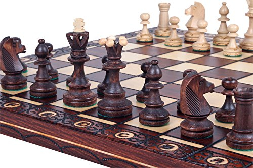 Tienda de ajedrez y juegos Muba - Hermoso juego de ajedrez de madera con tablero de madera y piezas de ajedrez hechas a mano. Producto de idea de regalo, 40 cm