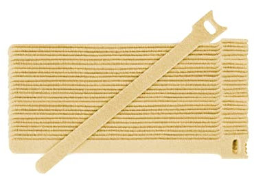 Fix&Easy Klettband Kabelbinder 12,5x130mm bambus beige 100 Stück Set Klett Binder wiederverwendbar für Schilfrohrmatte Balkonsichtschutz Terrasse