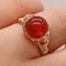 ASDFY Natürlicher Roter Achat-Kugelring Kristall-Goldfarben-Drahtwickelring Verstellbarer Offener Stein Der Frauen Ringe Reiki-Balance Knöchel-Finger-Ringe Ewigkeitsring Für Frauen, Mädchen, Männer