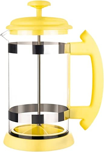 Corsehild French Press Pot, Glass Press Pot, Stainless Steel Coffee Pot, Household Coffee Machine, French Tea Maker, Filter Press Pot, Filter Cup (Color : Yellow)