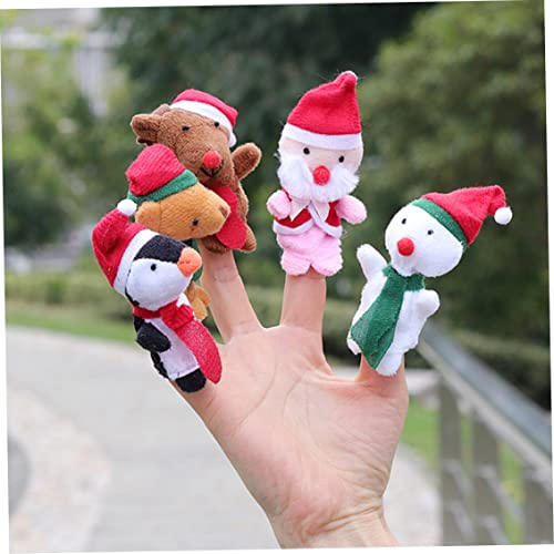 Fingerpuppen Weihnachtsfinger Spielzeug Tierhand -Puppentuch für Baby Kinder Kinder 5pcs Weihnachtsfingerpuppen