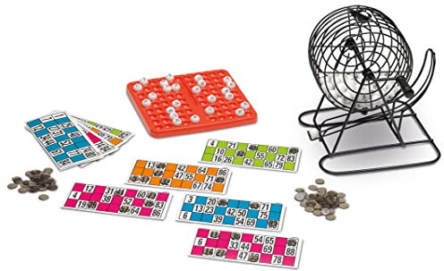 Outletdelocio Loteria-Bingo de Metal. Muy Robusto. 90 Bolas. Incluye 48 cartones y 90 fichas traslucidas
