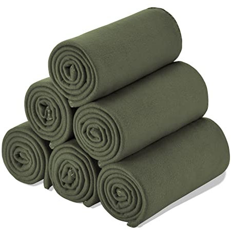 Special SG Glory Fleece-Überwurfdecke, Set für Reisen, Kinder, Outdoor, Hochzeit, Haustiere, Olivgrün, 6 Stück 127 x 152 cm
