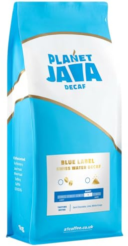 Planet Java Blue Label Swiss Water Decaf Ground Coffee 1kg Bag | 100% Arabica, Full Medium Roast, For Filter Machines