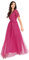 Maya Deluxe Womens Maxi Dress Ladies Ball Gown for Wedding Guest Embellished Tie Waist V Neck Bridesmaid Prom Evening Occasion Vestito, Fuchsia, 48 Donna